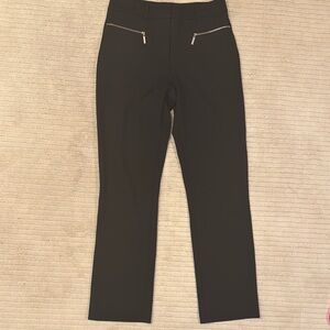 DKNY Black Straight Leg Pants with Silver Accents